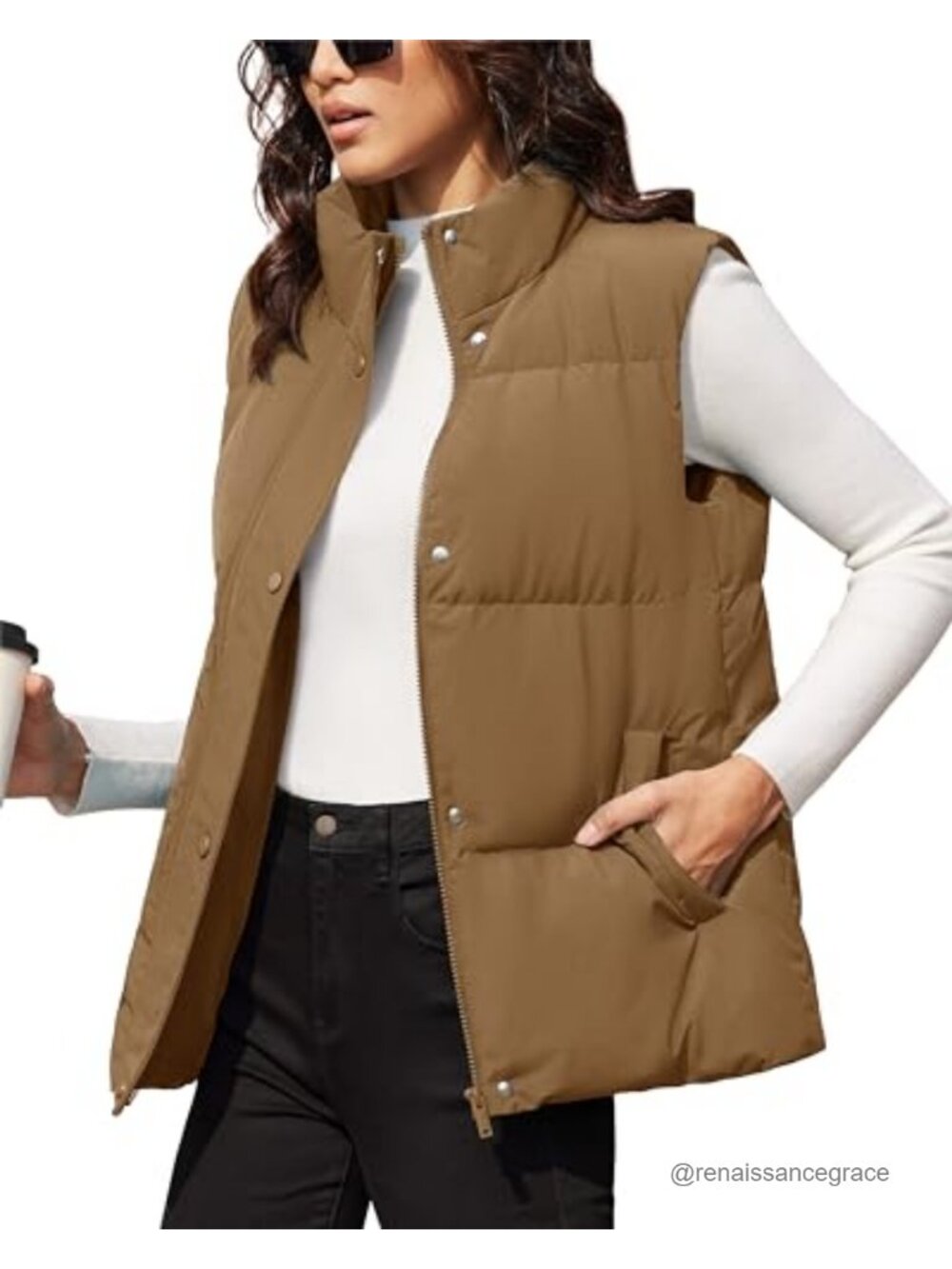 Oversized Duck Down Puffer Vest Sleeveless Quilted Winter Jacket
